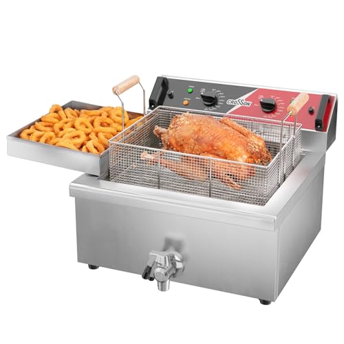 24Lbs Electirc Triple Basket Turkey Fryer With Oil Drain Spout (Tripple Basket,24L)