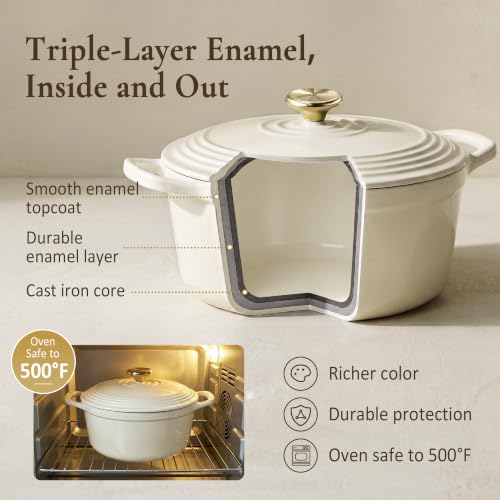 Enameled Cast Iron Dutch Oven (5.5 Quart / Warm White)
