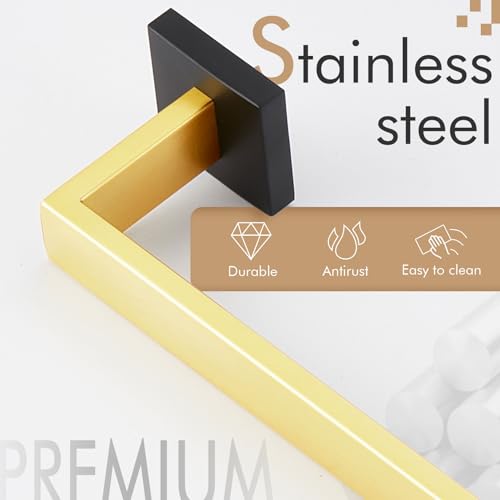 24 Inch Towel Bars for Bathroom Wall Mounted Kitchen Towel Rack Holder T (Black Gold / 24-Inch)