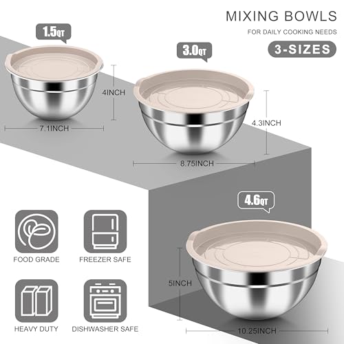 Mixing Bowls with Airtight Lids (Khaki / Airtight Lids)