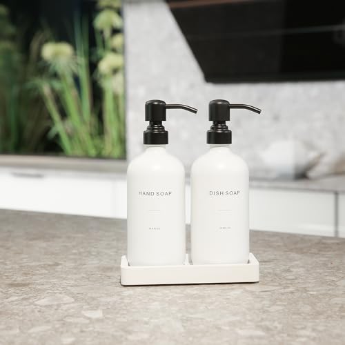 Kitchen Soap Dispenser Set (White Bottle & Black Pump)