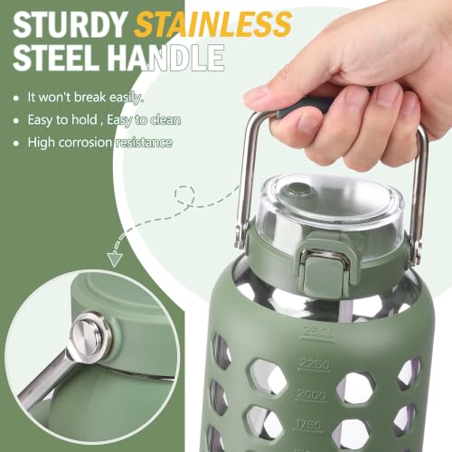 84 oz Glass Water Bottle (Olive / 84 Ounces)