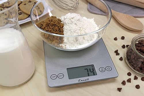 Arti Glass Food Scale Digital Countertop Kitchen (Shiny Silver / 9" x 6.5" x .75")