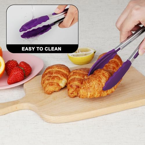 Small Silicone Kitchen Tongs 7 (Purple)