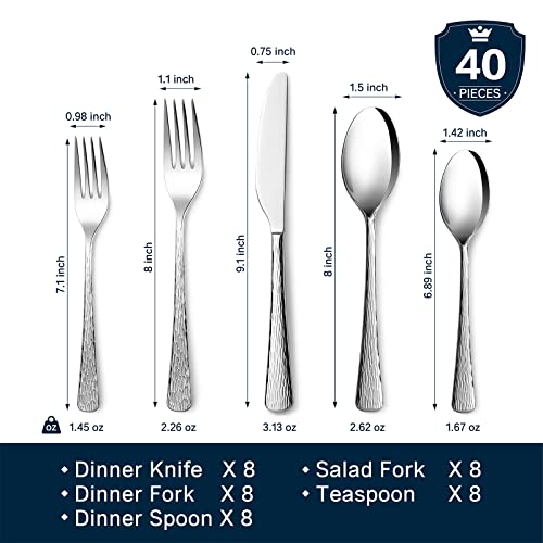 40 Pcs Silverware Set 18 (40-Piece / Silver)