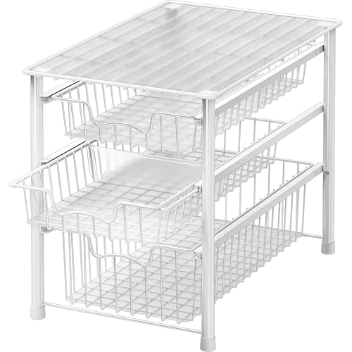 Stackable 3 Tier Sliding Basket Organizer Drawer (3-tier / White)