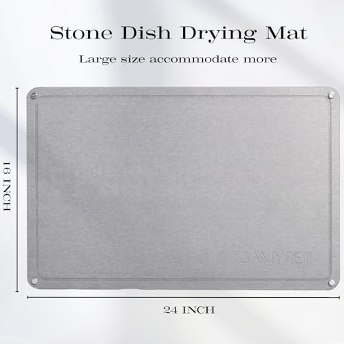 Large Dish Drying Stone Mat for Kitchen 24"x16" Light Gray (Light Gray / 24" x 16")