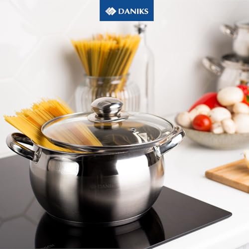 Classic 2 Quart Stainless Steel Stock Pot with Glass Lid (2 QT)