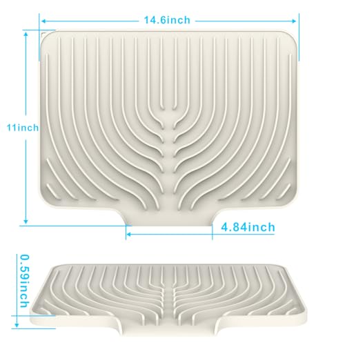 Dish drying mats for kitchen counter (14.6"×11" / Cream)