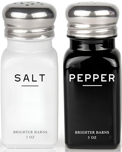 Farmhouse Salt and Pepper Shakers Set by Brighter Barns (Black/White)