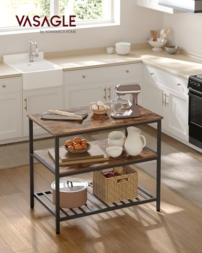 Kitchen Island with 3 Shelves