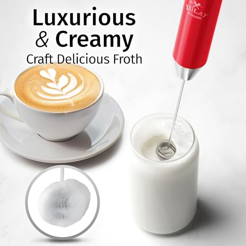 Rechargeable Milk Frother Handheld (Lux Cardinal Red / Rechargeable Z1 Motor Max)