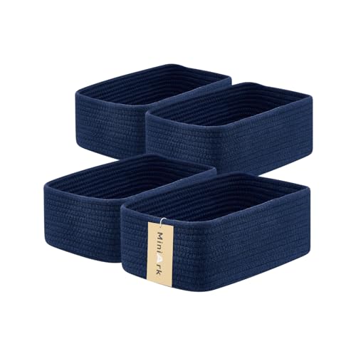 Small Storage Baskets for Organizing (4pcs-L11.5xW7.5xH4.7" / Navy Blue)