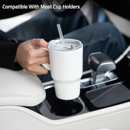 Sweejar Ceramic Tea Cup with Lid (White / Travel Cup(16 Fl Oz))