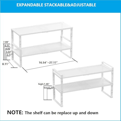 Expandable Adjustable & Stackable Spice Rack (White / 2PACKS/WHITE/MEDIUM)