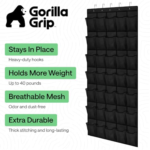 Over the Door Shoe Organizer (Black / 35 Pockets/5 Hooks)