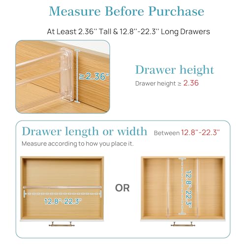 2.36” Drawer Dividers with Expandable Inserts (Short-2.36" with Inserts)