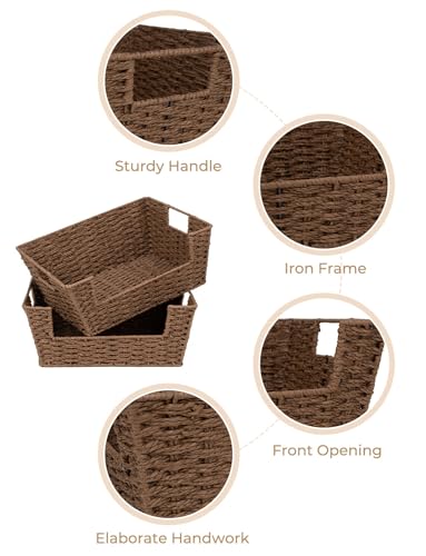 Pantry Baskets for Shelves (Brown / 13 ½"L x 10 ¾"W x 5"H)