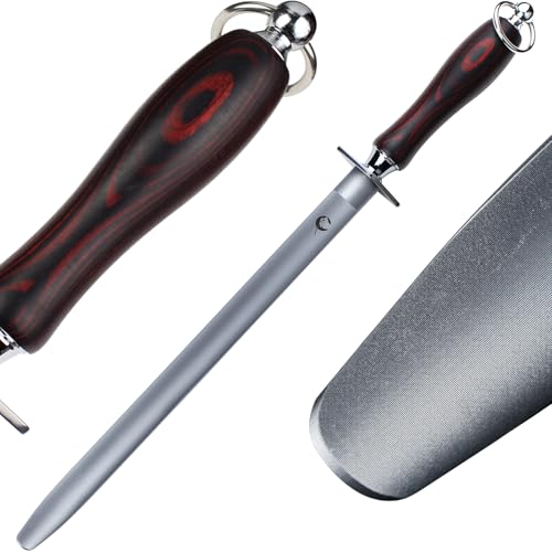 Honing Steel Knife Sharpener Steel Flat 12 IN Rod for Kitchen Knife