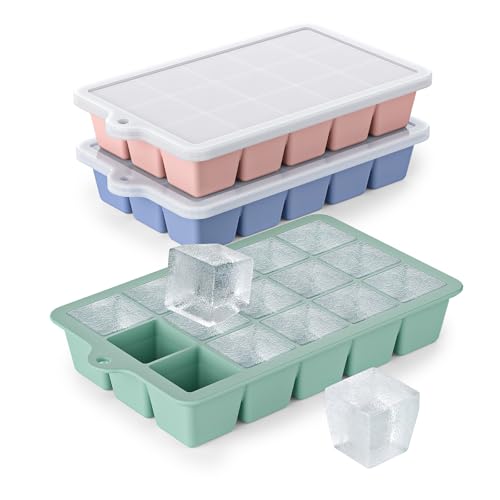 Silicone Ice Cube Tray 3 Pack (Mint+Pink+Blue / Ice Cube Tray 3 Pack)