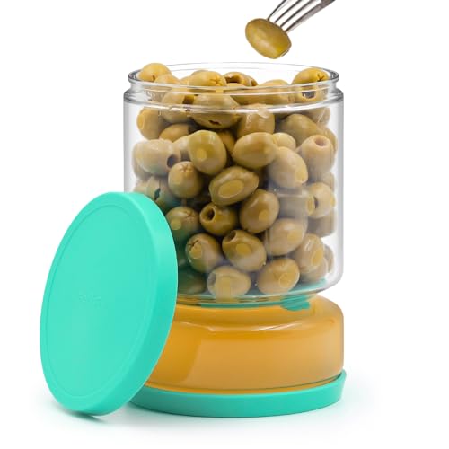 Glass Pickle Container with Strainer (Green)