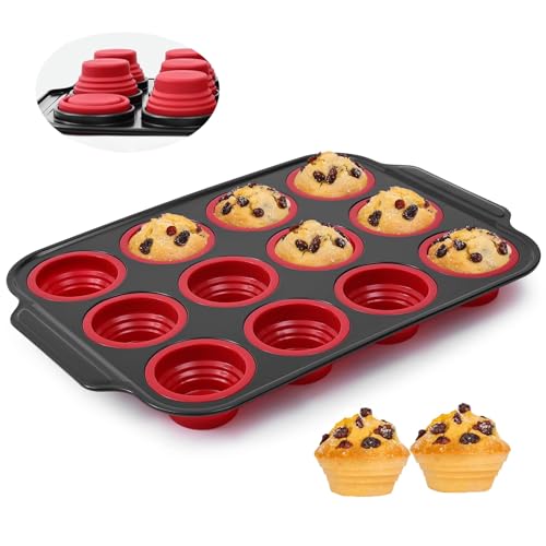 Silicone Muffin Pan (12 Cups Red)