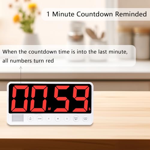 Digital Kitchen Timer with Extra Large LED Display Black (Black)