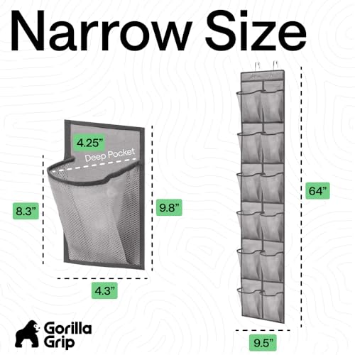 Over the Door Shoe Organizer (Grey / 12 Pockets/2 Hooks)