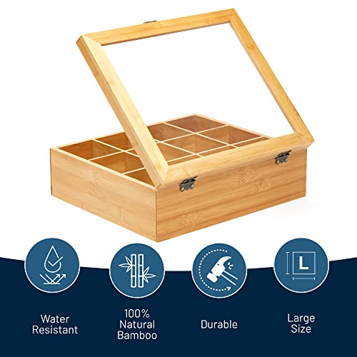 Natural Bamboo Tea Storage Organizer (12 Compartments)