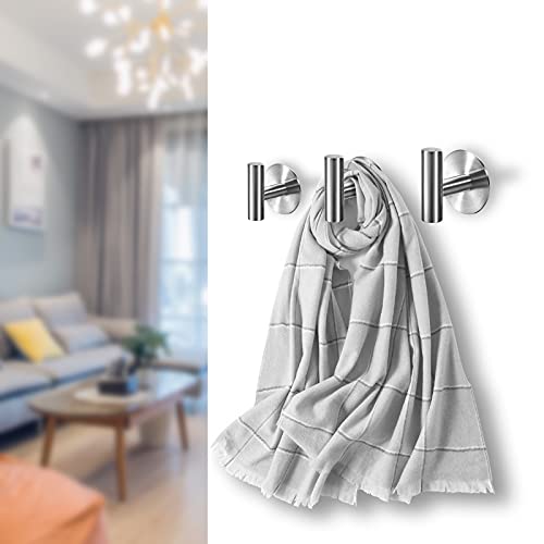 Adhesive Towel Hooks Heavy Duty Wall Hooks Stainless Steel Waterproof Shower Towel Hooks (2 Count)