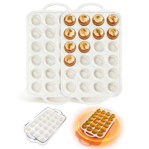 Silicone Muffin Pans With Metal Reinforced Frame (Mini: 24 Cups×2pack)