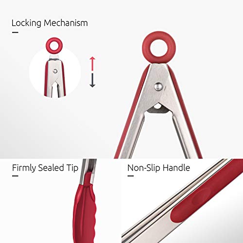Kitchen Tongs for Cooking ((04) Red)