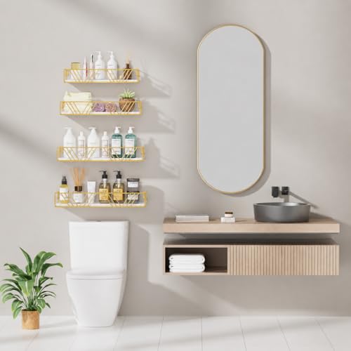 Floating Shelves for Wall Set of 4 (Gold)