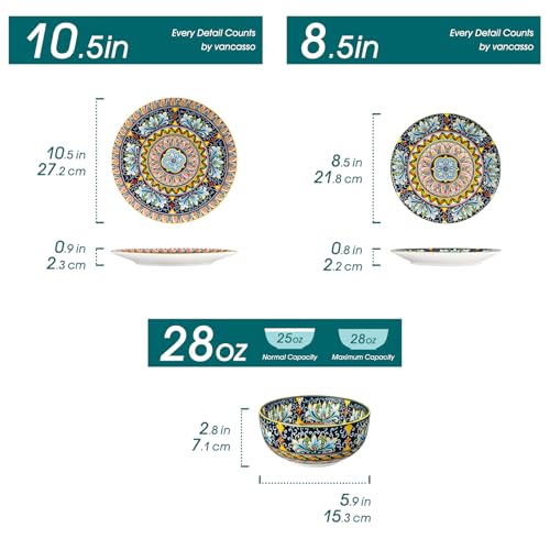 12 Pieces Dinnerware Sets (Service for 4 (12 Pcs) / Bohemian Yellow)
