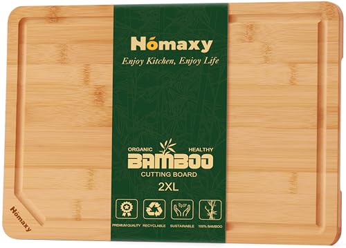 2XL Organic Bamboo Cutting Boards for Kitchen (Natural / 20"L x 14"W)