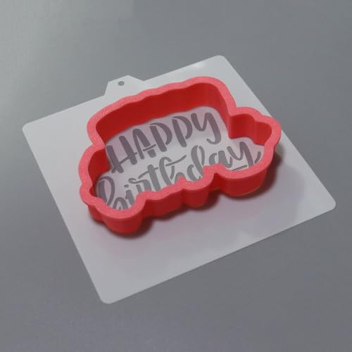 Cookie Cutter and Stencil Bundle Royal Icing Cookies Stencils Paint Your Own Biscuit Bakery Starter Kits Royal Icing Fondant Cutters Birthday Wedding Holiday Cookies Painting Coloring Pages Comb (Happy Birthday Set)