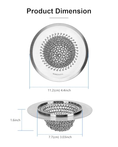 2 Pack Upgraded Sink Drain Strainer (Bright Silver / 2-Pack)