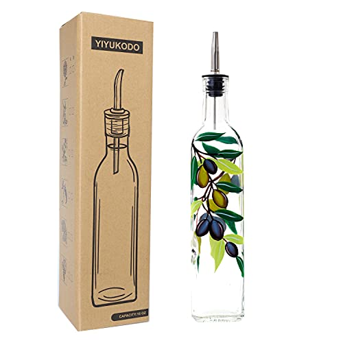 17oz Hand Painted Glass Olive Oil Bottle Dispenser (olive2)