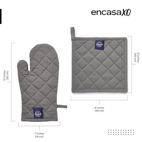 Oven Mitts and Pot Holders Set (Oven Glove + Pot Holder / Grey.)