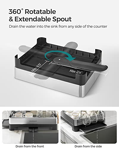 2 Tier Dish Drying Rack for Kitchen Counter (Silver + Black)