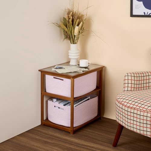 Large Storage Baskets for Shelves (3pcs-L17×W13×H7.5" / Light Pink)