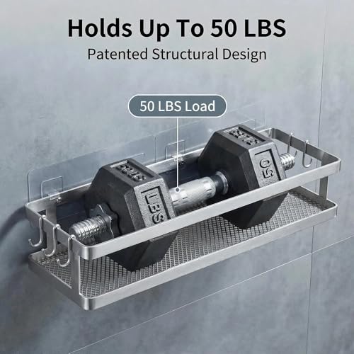 5-in-1 16.5" Extra Long Kitchen Organizer & Shower Caddy Set, Wall Mount Spice Rack with Paper Towel Holder, Utensil Holder & Soap Dish, Rustproof Mesh - Silver Gray, Guardrail (Silver Grey / 5-in-1 Minimalist (16.5" Extra Long))