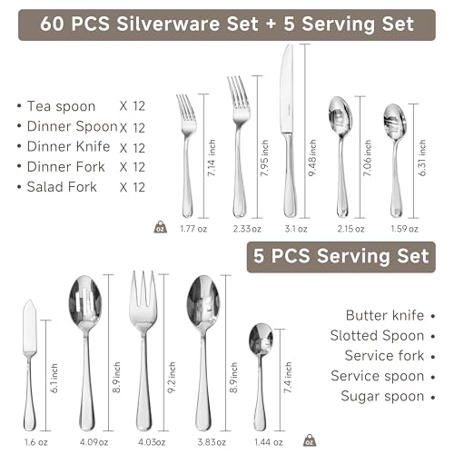 Silverware Set for 12 (65-piece)