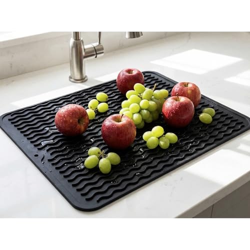Silicone Dish Drying Mat (Black / 16"L x 12"W)