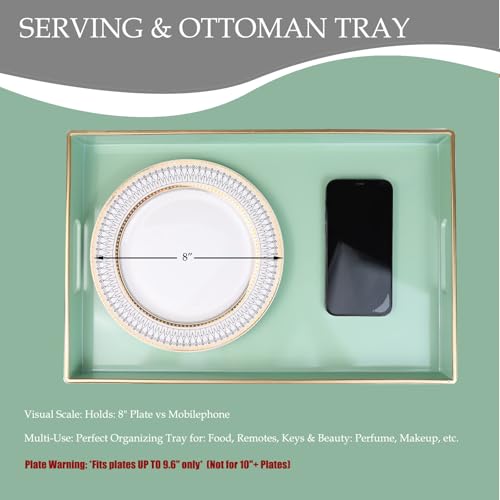 Green Decorative Serving Tray with Handles (Green)