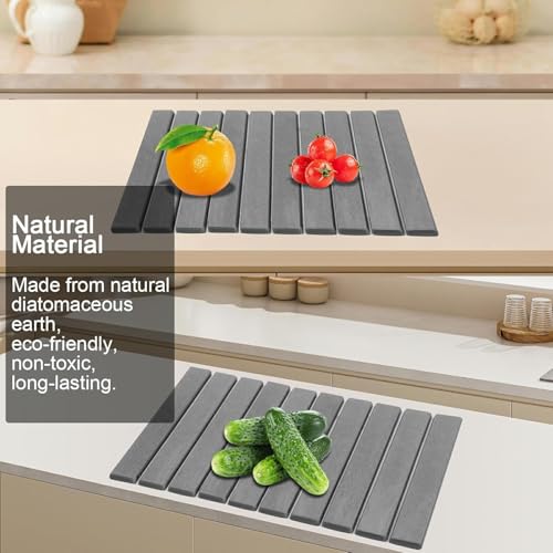 Stone Drying Mat for Kitchen Counter (Dark Gray B / 23.6" x 15.4")