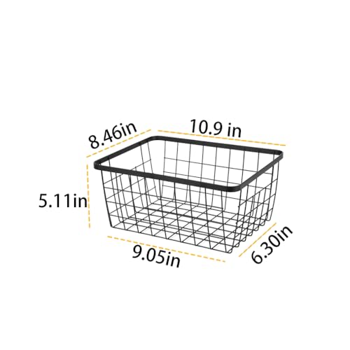 Kitchen Metal Wire Baskets with Handles Food Storage Organizer (Black / 4 Pack New Small)