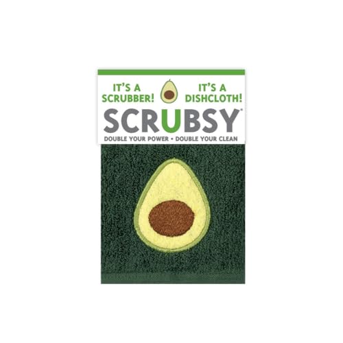 MÜkitchen SCRUBSY 100% Cotton Kitchen Dish Cloth with Built in Scrubber (Avocado / 12X12)