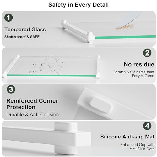 Glass Cutting Boards for Kitchen (White)