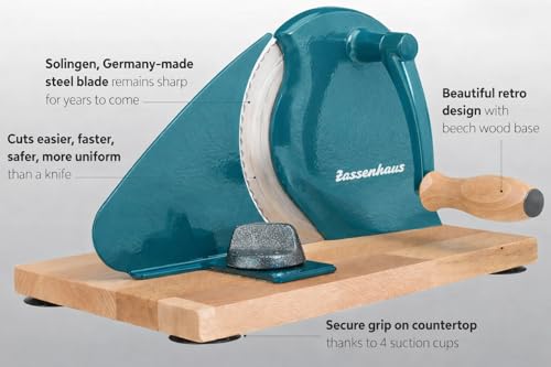 Original Classic Adjustable Bread Slicer for Uniform Slices (11.75" x 8" x 4.7" / Water Blue)